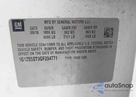 2016 Chevrolet Malibu 1Lt из США, поврежденный, VIN 1G1ZE5ST9GF294771